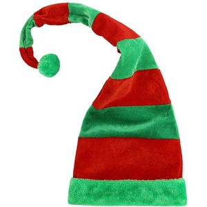 60X90Cm Elf Kerstmuts Volwassen Grappige Lange Buigbare Gestreepte Vilt Pluche Kerstman Clown Elf cap Xmas Party Supplies