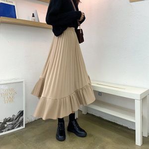 Bella Filosofie Lente Koreaanse Rok Vrouwen Hoge Taille Asymmetrische Midi Elastische Geplooide Rokken Vrouwelijke Casual Mode Tij