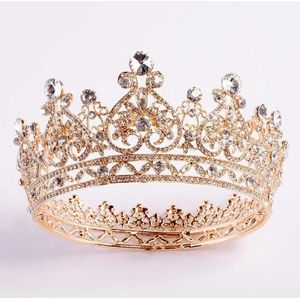 Forseven Volledige Cirkel Steentjes Bruid Tiara Koningin Prinses Pageant Diadeem Kroon De Noiva Bruiloft Haar Sieraden Accessoires