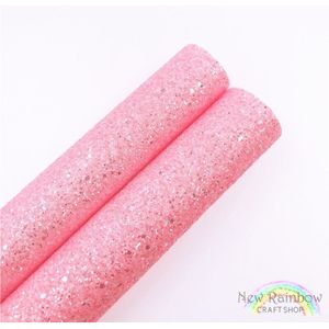 Rainbow 22X30CM/A4 Roze Bubble Pu Faux Leather & Chunky Glitter Stof Bundels Voor Maken Bogen, oorbellen, Ambachten