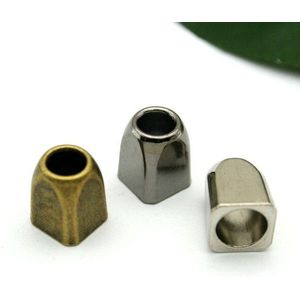 45 stks/partij BELL-008 metalen zinklegering bel stoppers vierkante cord ends lock nikkel, zwart, brons