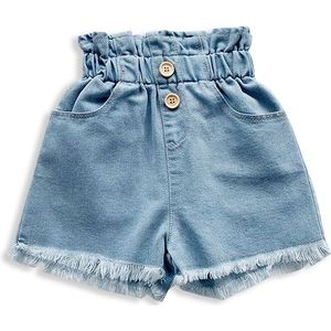 Focusnorm 0-5Years Baby Zomer Kleding Baby Baby Baby Meisjes Shorts Jeans Hoge Taille Eastic Band Solid Ripped Hip-Huggers