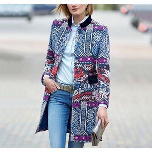 Lente Herfst Overjas Expert Natie Stijl Printing Lange Mouwen Trenchcoat Vrouwen Basic Bovenkleding Jassen