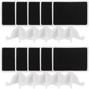 10 Pack Mini Permanent Houten Wit Framed Krijtbord Etiketten Met Schildersezel Stand Voor Voedsel Kaarten Tafel Nummers.