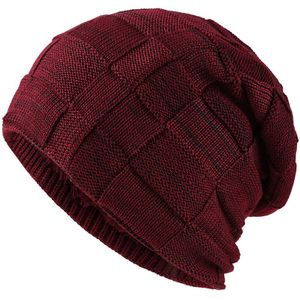 Herfst/Winter Veelzijdige Twee-Kleur Vierkante Trui Voor Mannen Gebreide Muts Plus Fluwelen Oor Bescherming Te Houden warm