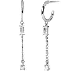 Roxi Elegante Halve Cirkel Vorm Vierkante Kristallen Stud Oorbellen Voor Vrouwen Bruiloft Oorbellen Piercing 925 Sterling Zilveren Pendientes