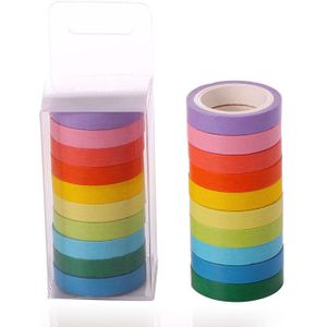 10 Stuks Candy Kleur Washi Tape Scrapbooking Kerstmis Washi Verpakking Afplakband Voor Art Journal,/Verjaardag Decoratie