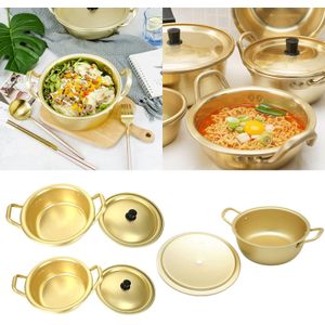 Koreaanse Ramen Pot Noedels Foam Pan Verdikte Geel Aluminium Pot Aluminium Soep Pot Gouden Keuken Kookgerei Wok