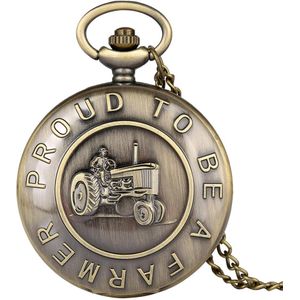 Vintage Brons Tractor Zakhorloge Fob Ketting Ketting Klok Retro Quarte Hanger Horloges Best Reloj Skyrim