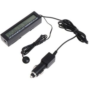 Digitale Lcd Klok Auto Voltmeter Thermometer Batterij Voltage Temprerature Monitor 12 V/24 V Voor Auto Accessoires