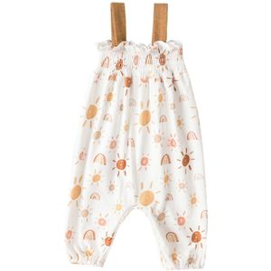 0-12M Baby Baby Meisje Jumpsuit Zomer Zon Rainbow Print Mouwloze Off Shoulder Romper Speelpakjes Leuke Outfit
