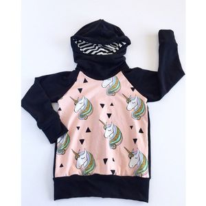 Chifuna Baby Jongens Meisjes eenhoorn Tops Uitloper Katoen Roze Lange Mouw Sweatshirt Print Baby Gestreepte Truien kinderkleding