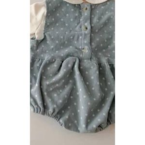 2022 Baby Denim Bodysuit Mouwloze Zomer Kleding Baby Jongens Meisjes Polka Dot Print Leuke Jumpsuit Childrenoveralls Outfits