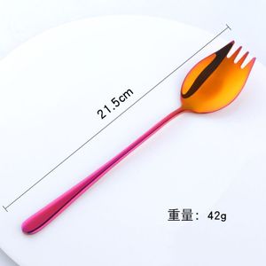 7 Kleuren Lepel Vork Lange Handvat Salade Lepel Herbruikbare Rvs Spork Gold Dessert Lepels Outdoor Picknick Servies