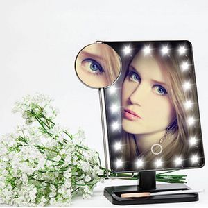 10X Vergrootglas Verstelbare Vanity Tafelblad Lamp 20 Leds Verlichte Led Touch Screen Spiegel Make-Up Spiegel Lichtgevende 180 Roterende Spiegel