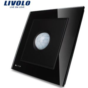 Livolo Uk Standaard Knight Black Crystal Glass Panel Ac 110 ~ 250V Dimmer Light Switch Flootlight, human Sensor, Geluid Sensor