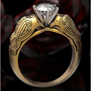 Creatieve Oude Egypte Raven Totem Ringen Mannen Vrouwen Luxe Goud Kleur Ring Vintage Grote Witte Kristal Partij Sieraden