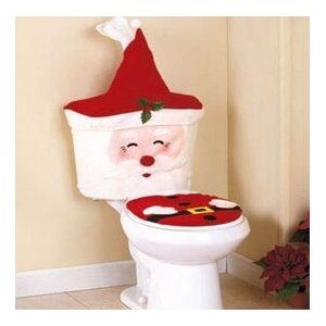 1Set Kerst Decoraties Voor Huis Navidad Kerstversiering Badkamer/Wc Rode Kerstman Toilet Seat Cover En tapijt