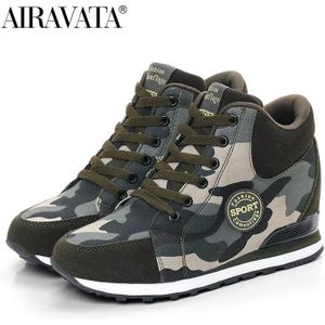 Vrouwen Canvas Sneakers Ademende Hoogte Toenemende Camouflage Casual Schoenen