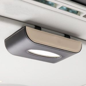 Auto Zitten Tissue Doos Lederen Zonneklep Opknoping Tissue Doos Houder Zonnescherm Stabiele Eenvoudige Installatie Papier Servet Storage Cover