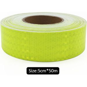 5Cm X 50M Geel/Wit Reflecterende Waarschuwing Tape Met Kleurendruk Voor Auto