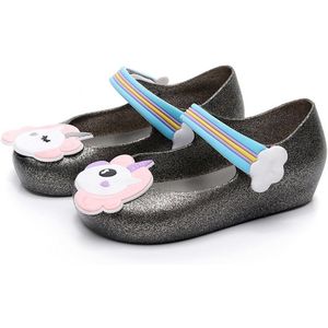 Mooie Kids 'Schoenen Anti-Slip Jelly Sandalen Decor Nylon Tape Meisjes Prinses Schoenen Transparant Bling Zachte Strand Schoenen