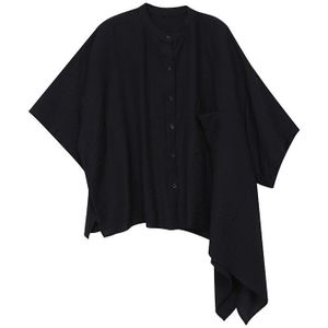 Vrouwen Zomer Solid Black Oversized Blouse Half Mouw Dames Stijlvolle Vrijetijdskleding Blusas Feminine Shirt Chemise Femme 6290