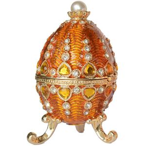Russische craft rhinestone paasei w kasteel bejeweled kristal trinket doos metalen sieraden doos Kerst/verjaardag