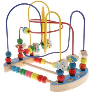 Fun Houten Cirkel Eerste Bead Maze Rollercoaster Cogniton Puzzel Early Math Tellen Educatief Peuters Baby Speelgoed -Ruimte