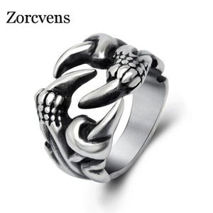 Zorcvens 316L Rvs Ring Dragon Claw Ring Voor Mannen Mode-sieraden Punk Rock