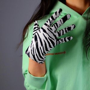 Latex Lange Handschoenen Shine Lederen Pu 24 &quot;60Cm Animal Print Zwart Wit Tigar Zebra Vrouwen Lange Leren Handschoenen WPU208