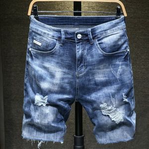 Ripped Shorts Jeans 2022 Zomer Casual Korte Broek Trend Stretch Gescheurd Rijbroek Mannelijke Bermuda Denim Shorts Heren
