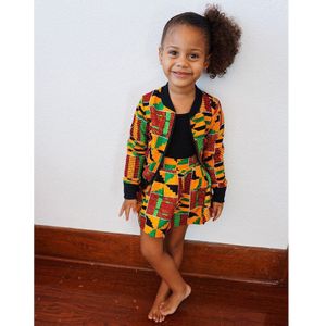 Kinderen Print Avond Formele Jurk Kids Baby Meisjes Lente Afrikaanse Boho Stijl Rits Jas Rokken Carnaval Party Prinses Outfits