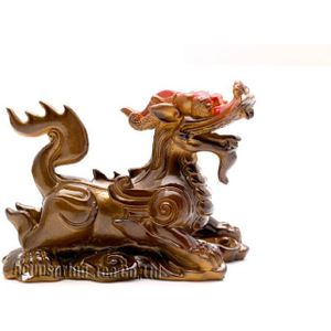 Allochroic Mascot, Gouden kylin, Chinese eenhoorn, Fengshui Beste Cadeaus, Novel , arts & Crafts, Ornament, thee huisdier, S1030D