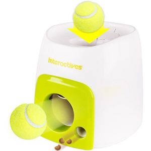 Automatische Pet Feeder Interactieve Fetch Tennisbal Launcher Hond Training Speelgoed Gooien Bal Machine Petfood Emissie Apparaat