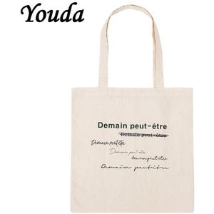 Youda Franse Mode Print Vrouw Zak Student Schoudertassen Eco Winkelen Handtas Grote Capaciteit Canvas Tote Eenvoudige Handtassen
