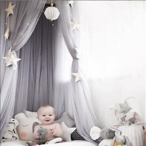 60*240Cm Netto Garen Baby Klamboe Met 4M Ster Opknoping Decoratie Kids Prinses Bed Luifel Bedcover beddengoed Koepel Plafond Tenten