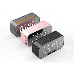 Bluetooth Speaker Met Radio Led Spiegel Wekker Subwoofer Muziekspeler Snooze Desktop Klok Draadloze