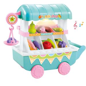 Licht Muziek Kids Toy Rollenspel Groenten Fruit Winkel Winkelwagen Pretend Speelgoed Mini Kerstcadeau Boodschappen Speelgoed Voor Kinderen