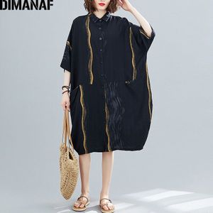 Dimanaf Zomer Plus Size Vrouwen Shirt Jurk Zonnejurk Zakken Gestreepte Print Vrouwelijke Kantoor Dame Vestido Losse Knop Vest Jurk