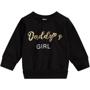 0-3Y Daddy Peuter Baby Meisje Sweatshirt Najaar Luipaard Brief Hart Print Lange Mouwen Top Trui Meisjes Outfit