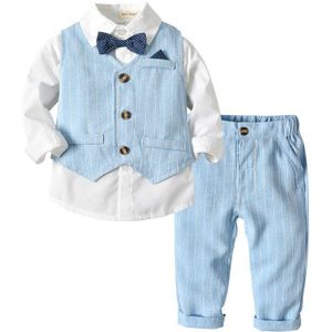 Lente Baby Jongens Pakken Blazers Suits Kleding Vest Shirt Broek 3 stuks Wedding Formele Party Plaid Baby Kids jongen Bovenkleding