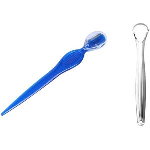 Tong Om Slechte Adem Schraper Frisse Adem Stinkende Tong Schraper Oral Schoonmaken Tool Met 5Pcs Mini Wenkbrauw Trimmer