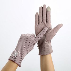 Zomer Vrouwen Zonnebrandcrème Handschoenen Lady Stretch Touch Screen Anti Uv Antislip Rijden Handschoen Lente Ademend Guantes