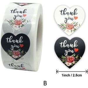 500Pcs/Roll Hart Dank U Sticker Bloemen Etiket Stickers Voor Wedding Party Pakket Envelop Seal Decoratie Stickers