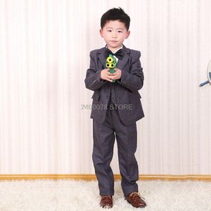 Bloem Jongens Trouwpak Jas Vest Broek Bowtie 4Pcs Gentleman Kinderen Formele Smokings Kinderen Prestaties Feestjurk Kostuum