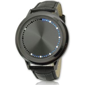 Led Touch Horloges casual lederen horloge exquiste Quartz Horloge uur klok vrouwen mannen relogio masculino