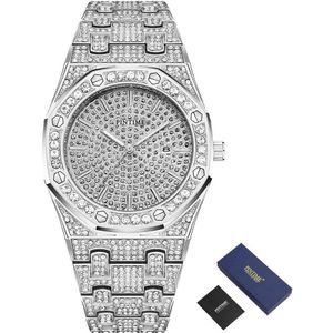 Iced Out Horloge Mannen Hip Hop Diamond Heren Horloges Top Brand Luxe Steel Gouden Klok Relogio Masculino Montre homme