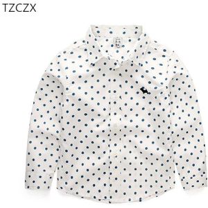TZCZX Herfst Kinderen Jongens Mode Polka Dot Turn-down Kraag Lange Mouwen Shirt Voor 3- 10 jaar Oude Kinderen Dragen