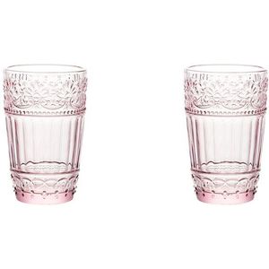 Eenvoudige Roze Glas Water Glas Huishoudelijke Ontbijt Melk Granen Cups Leuke Meisje Hart Vintage Relief Bloem Cup